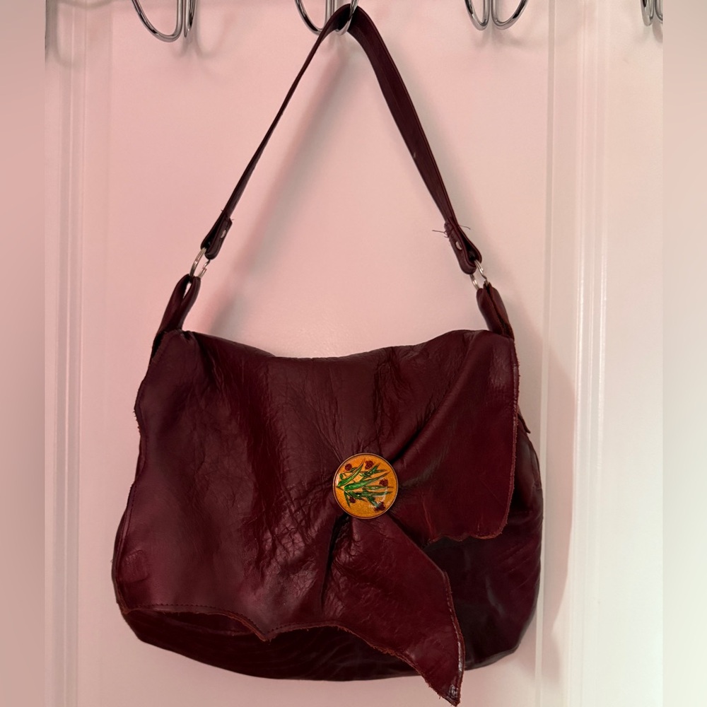 Elegant Burgundy Handmade Leather Shoulder Bag